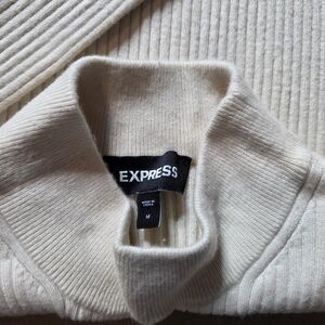 Express Cream Ribbed Turtleneck Sweater